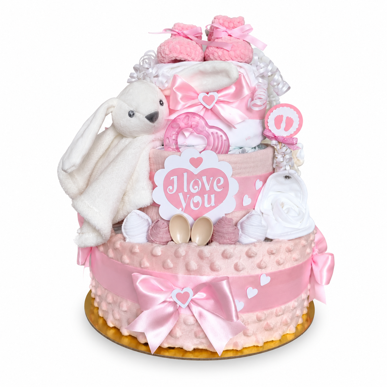 BabyTorta trojposchodová plienková torta ružová ILY
